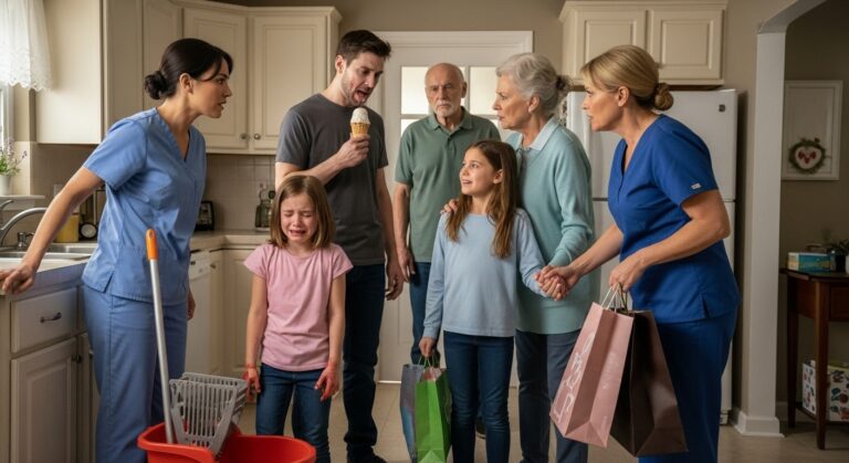 They Left My 9-Year-Old Daughter Home Alone, Forcing Her to Mop the Entire Kitchen Floor With Bleach… While They Took Their “Real” Granddaughter on a Shopping Spree. They Laughed When They Got Home. They Didn’t Know I Was Already There. This Is the Night My Husband Had to Choose Between His Mother and His Family.