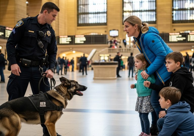 I’m a K-9 officer, and my partner is trained for bombs. But that day, he froze for a child. She looked normal, just holding her mom’s hand. Then he saw it. A silent, five-tap signal. A secret code. My blood ran cold. I tried to pull him back, but he refused. What we uncovered wasn’t a bomb. It was a terror I’ll never forget. This story is real, and it will haunt you.