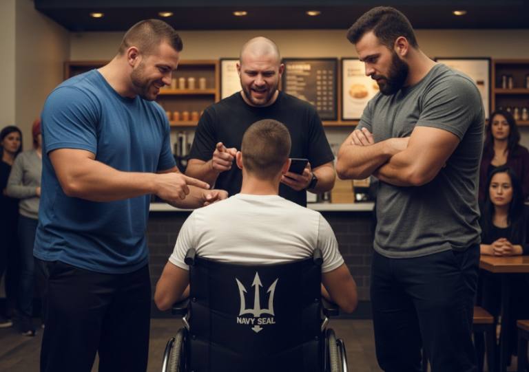 My wheelchair made me a target for jokes. Three bullies found that out when they cornered me in a coffee shop, mocking the Navy SEAL trident on my chair. They called me a “faker.”