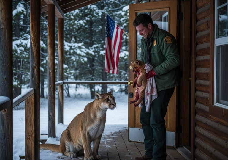 They told me the wild had rules. They told me the line between man and predator was absolute. They were wrong. I’m a park ranger, and one night, a 120-pound mountain lion appeared on my doorstep. She wasn’t there to attack me. She was there to beg. What she dropped at my feet, covered in blood, shattered every rule I’ve ever known. This is the story of the line I crossed, and the impossible choice I made while her eyes… her desperate, pleading eyes… watched every move I made.