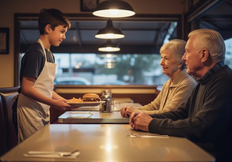 I Starved For Seven Days To Afford A Single Meal, But When I Saw The Trembling Hands Of The Elderly Couple Beside Me, I Made A Choice That Left Me Hungry In The Freezing Cold—I Never Imagined That My Empty Stomach Would Lead To A Billionaire Knocking On My Dilapidated Front Porch The Next Morning With A Secret That Would Shatter Our Small Town’s Silence Forever.